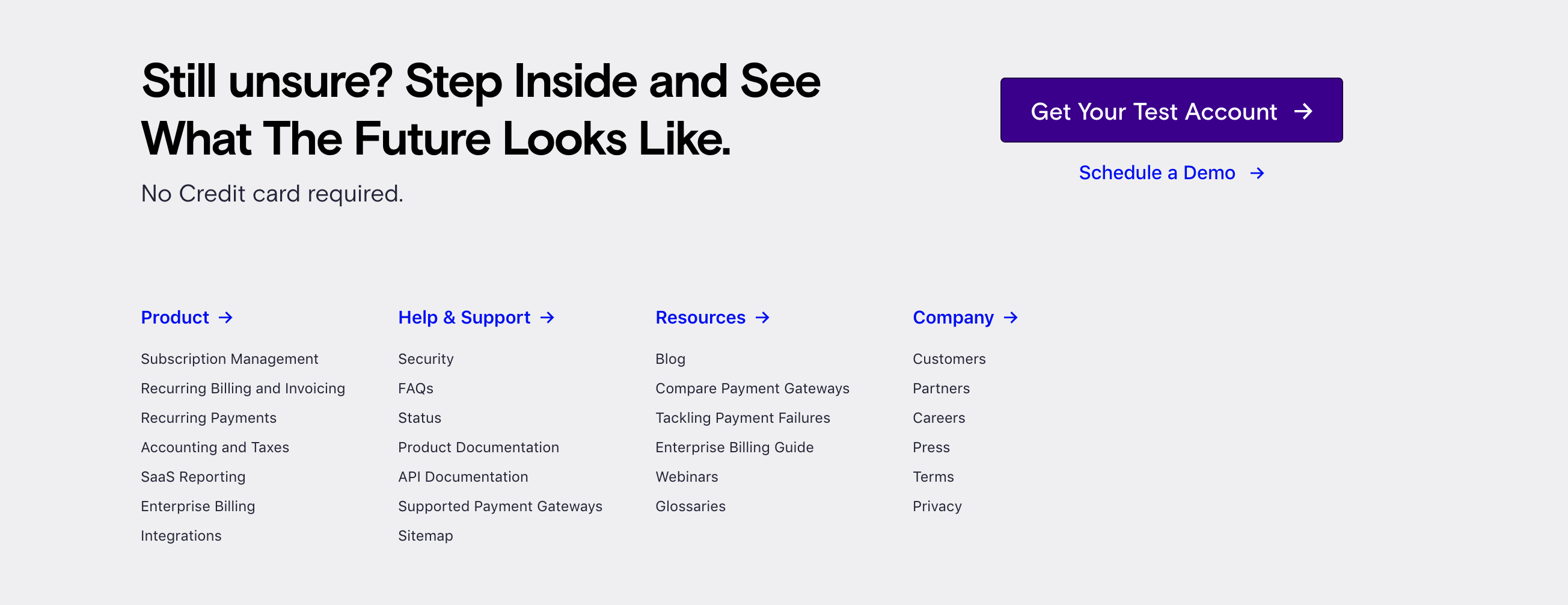 Chargebee Footer component screenshot