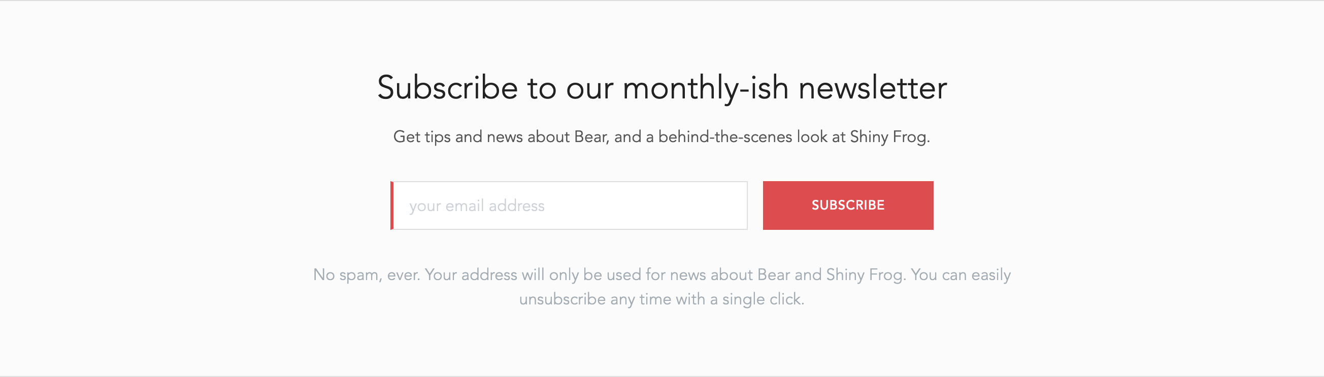 Bear Newsletter component screenshot
