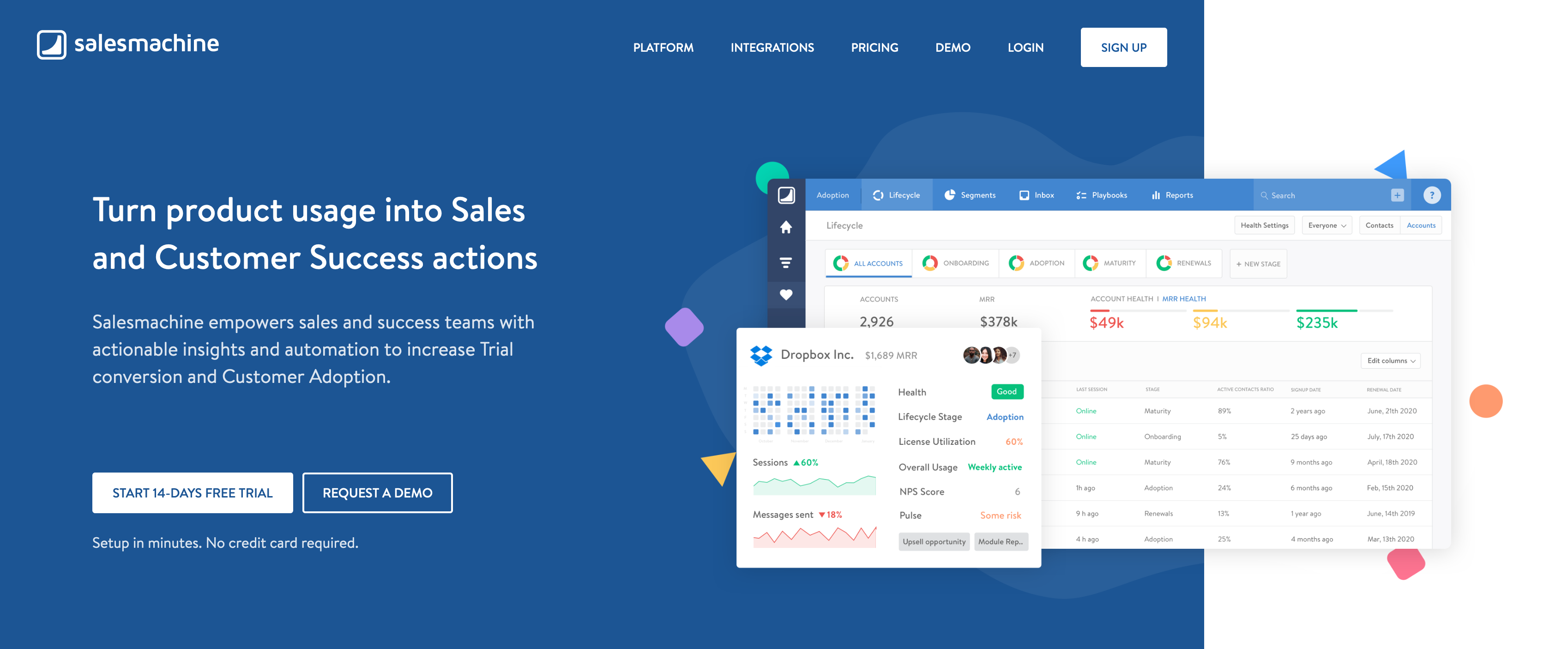 Salesmachine Hero component screenshot