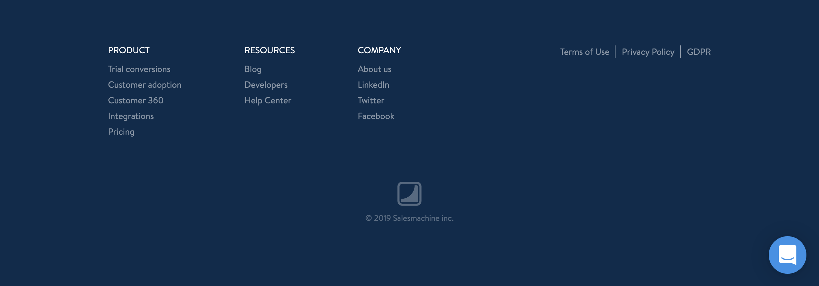 Salesmachine Footer component screenshot