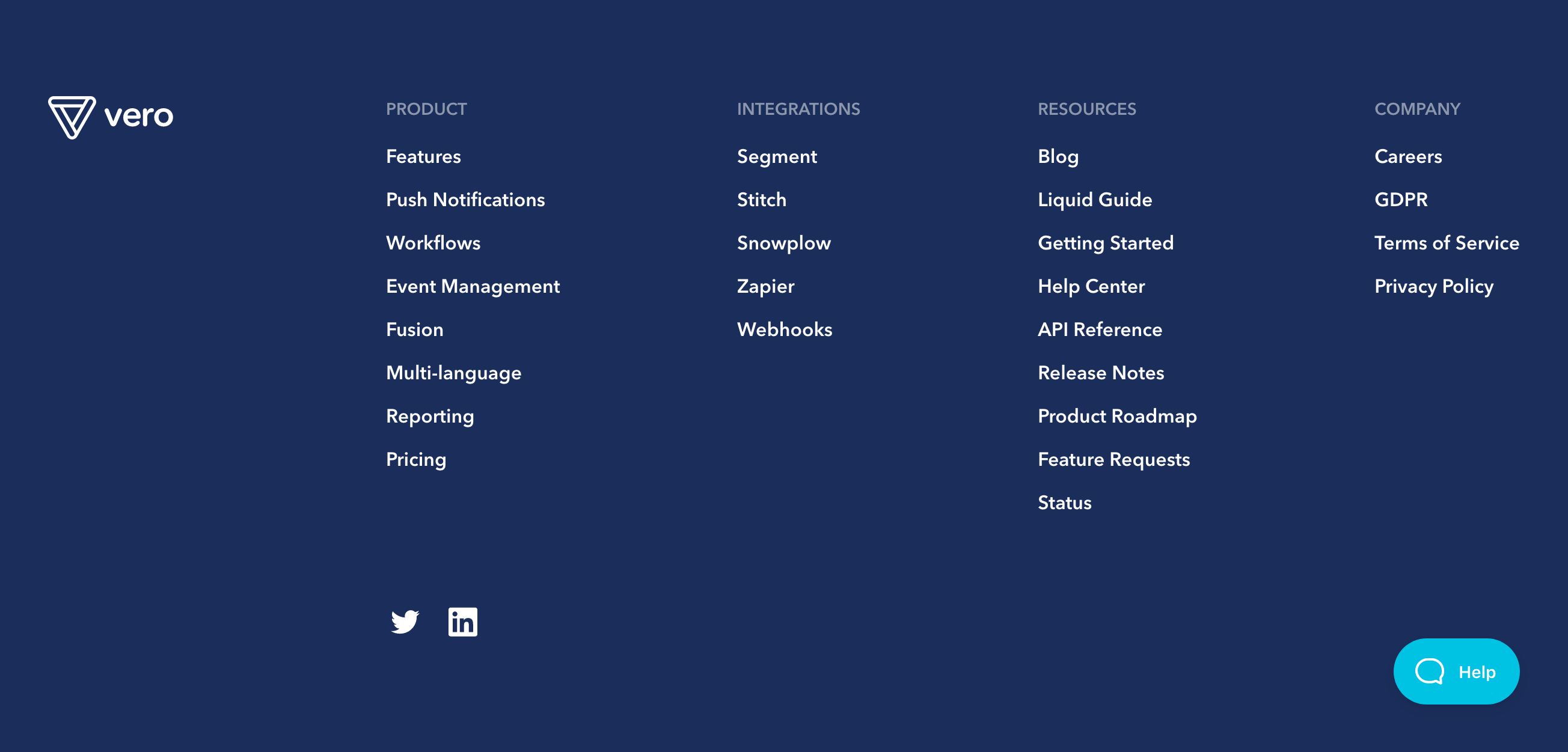 Getvero Footer component screenshot
