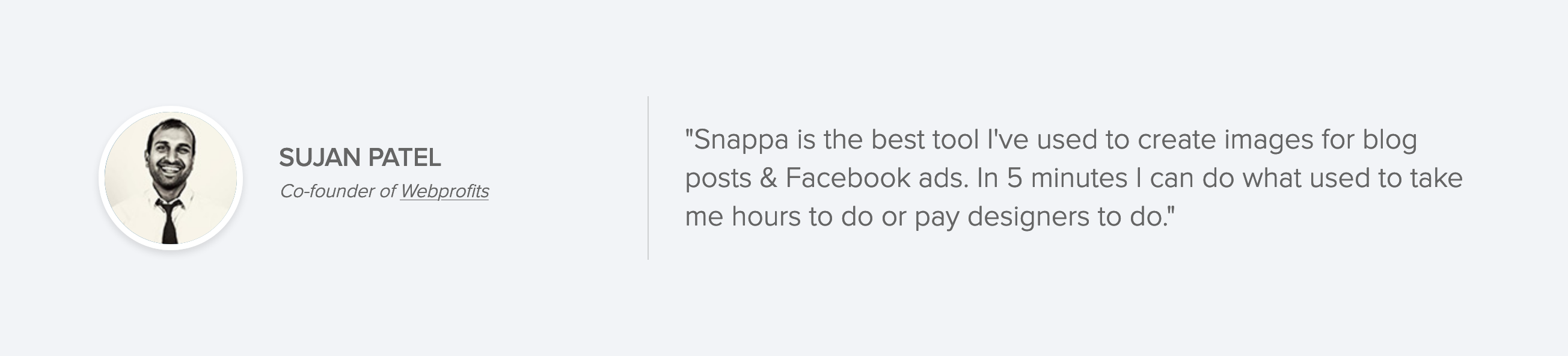 Snappa Testimonial component screenshot