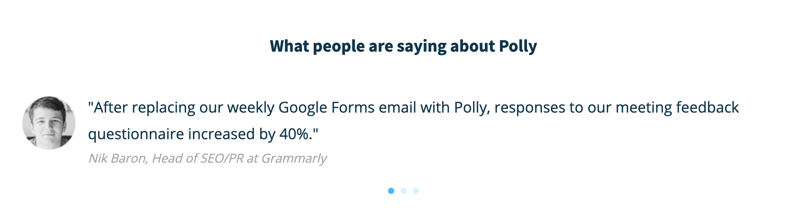 Polly Testimonial component screenshot