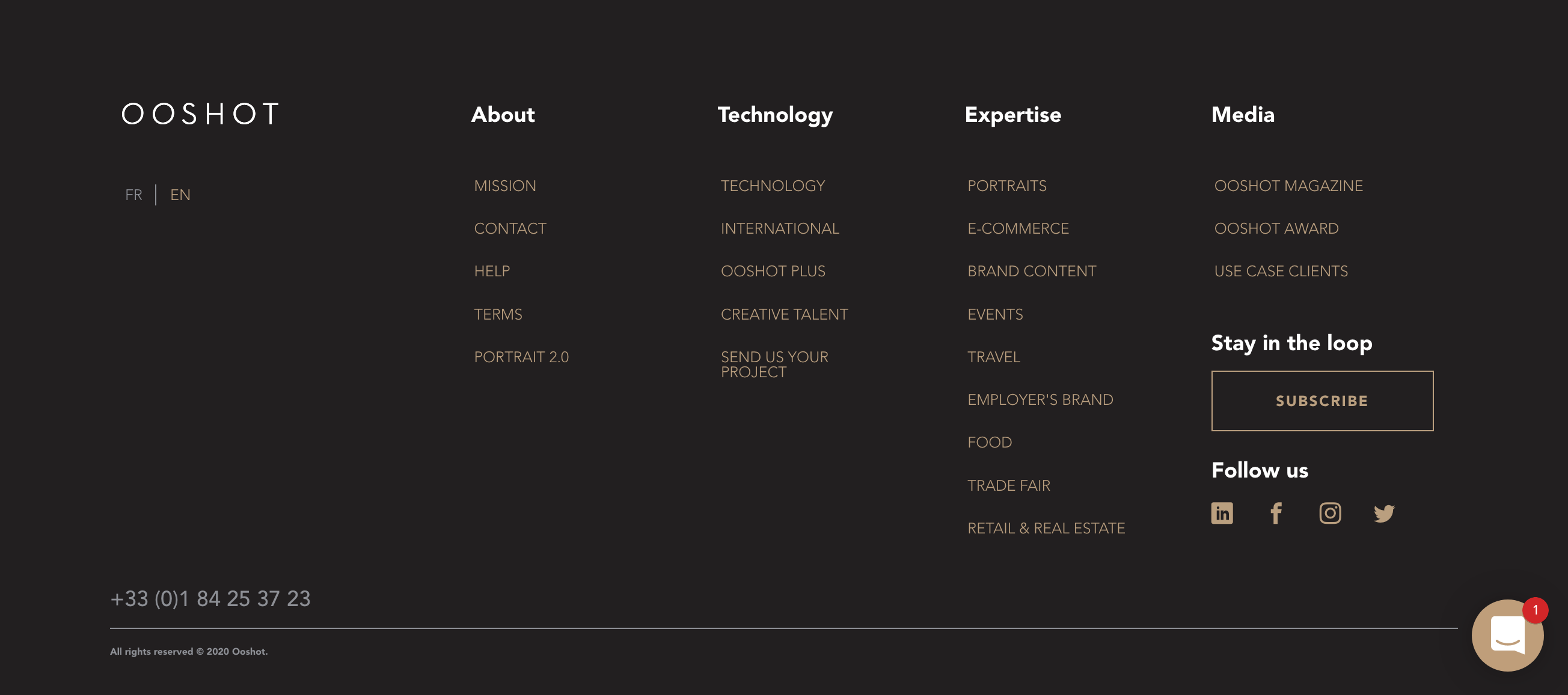 Ooshot Footer component screenshot
