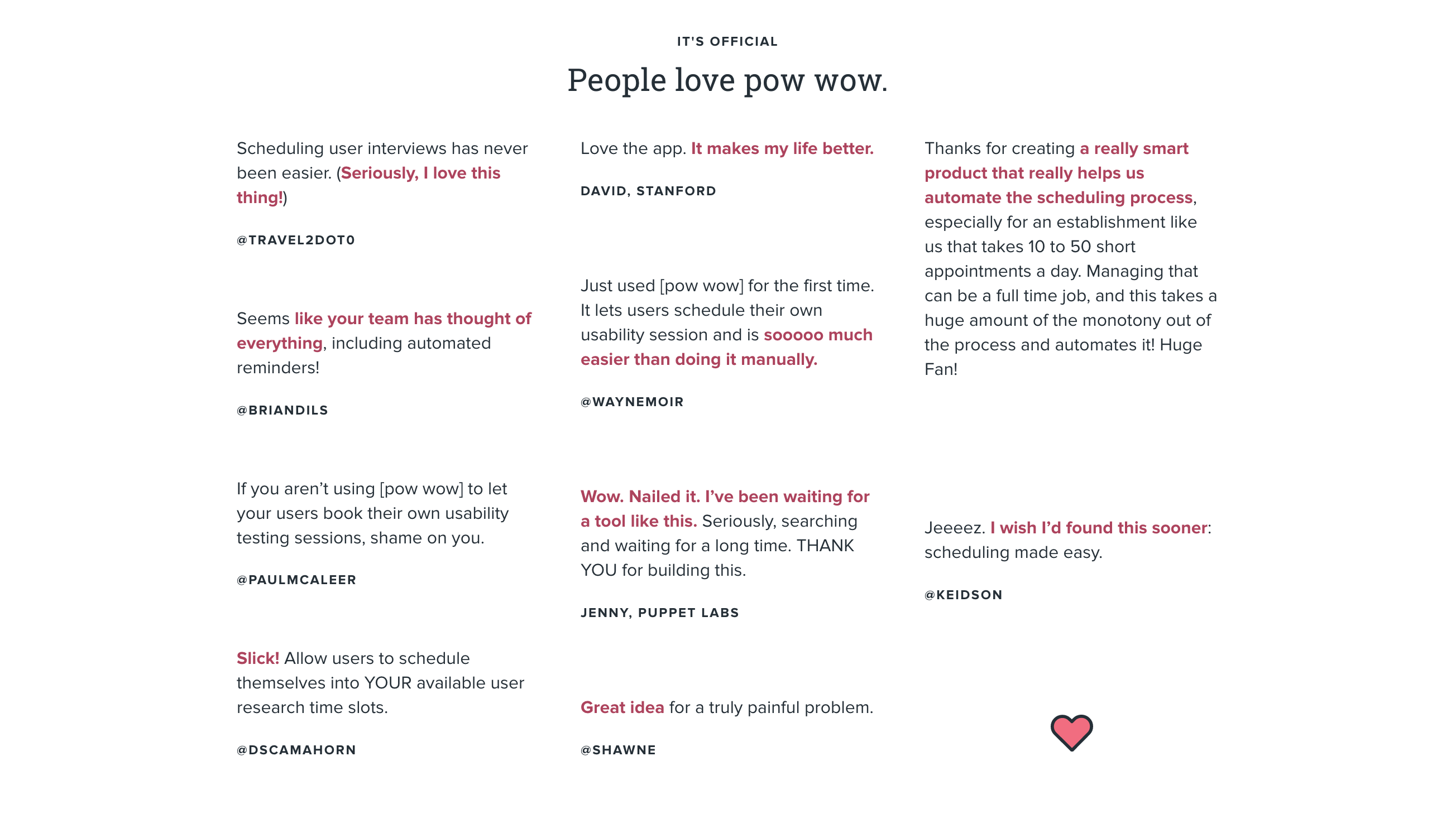 Usepowwow Testimonial component screenshot