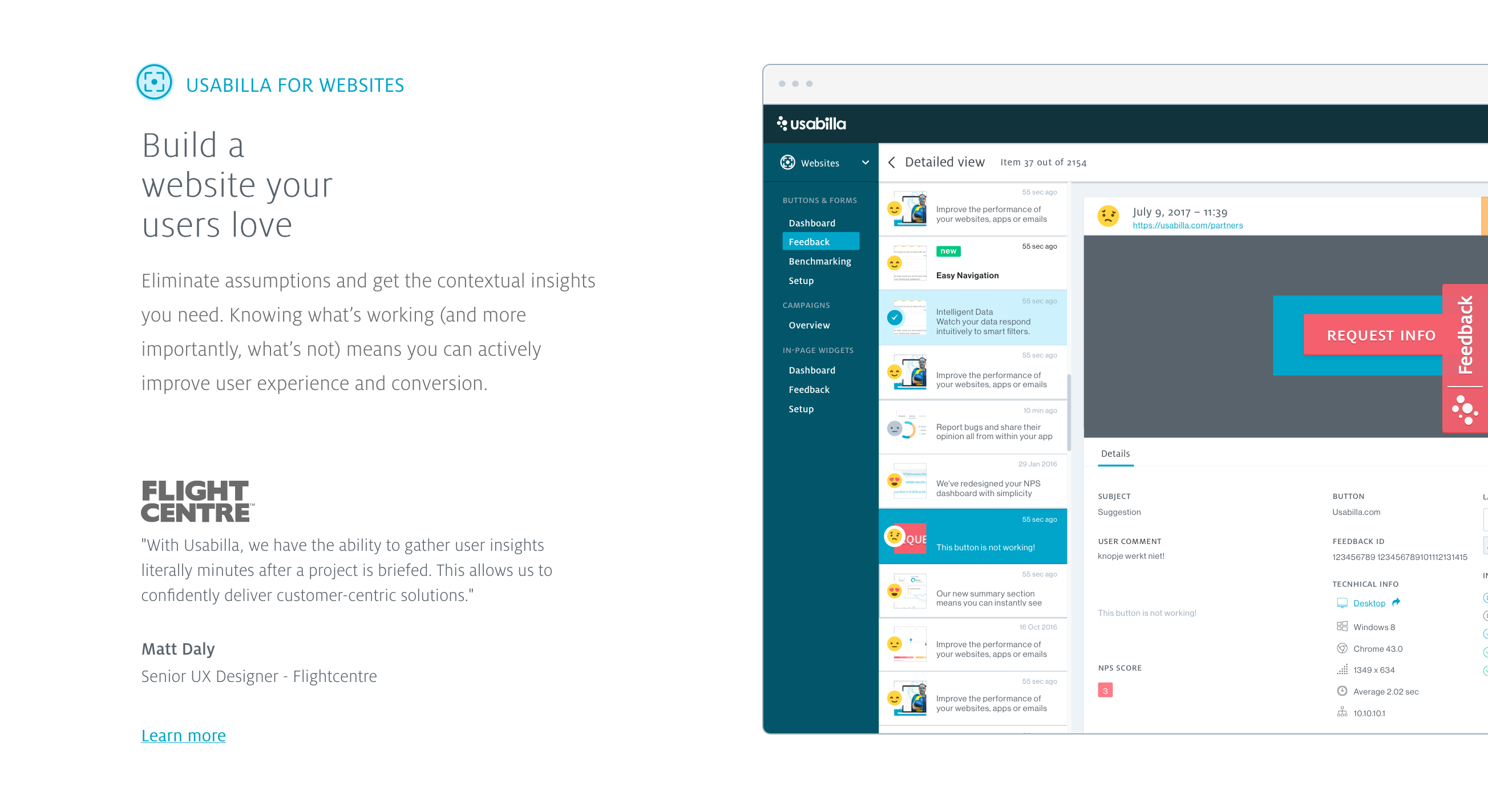 Usabilla  component screenshot