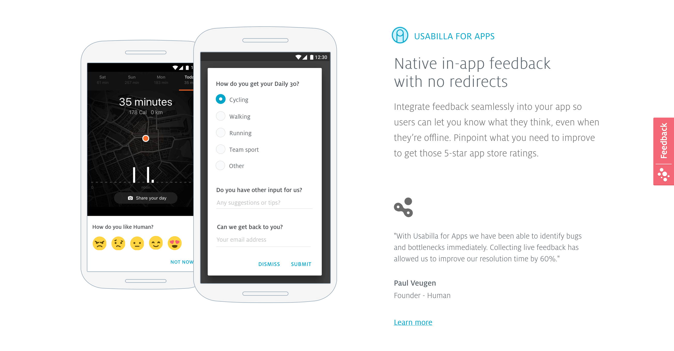 Usabilla  component screenshot