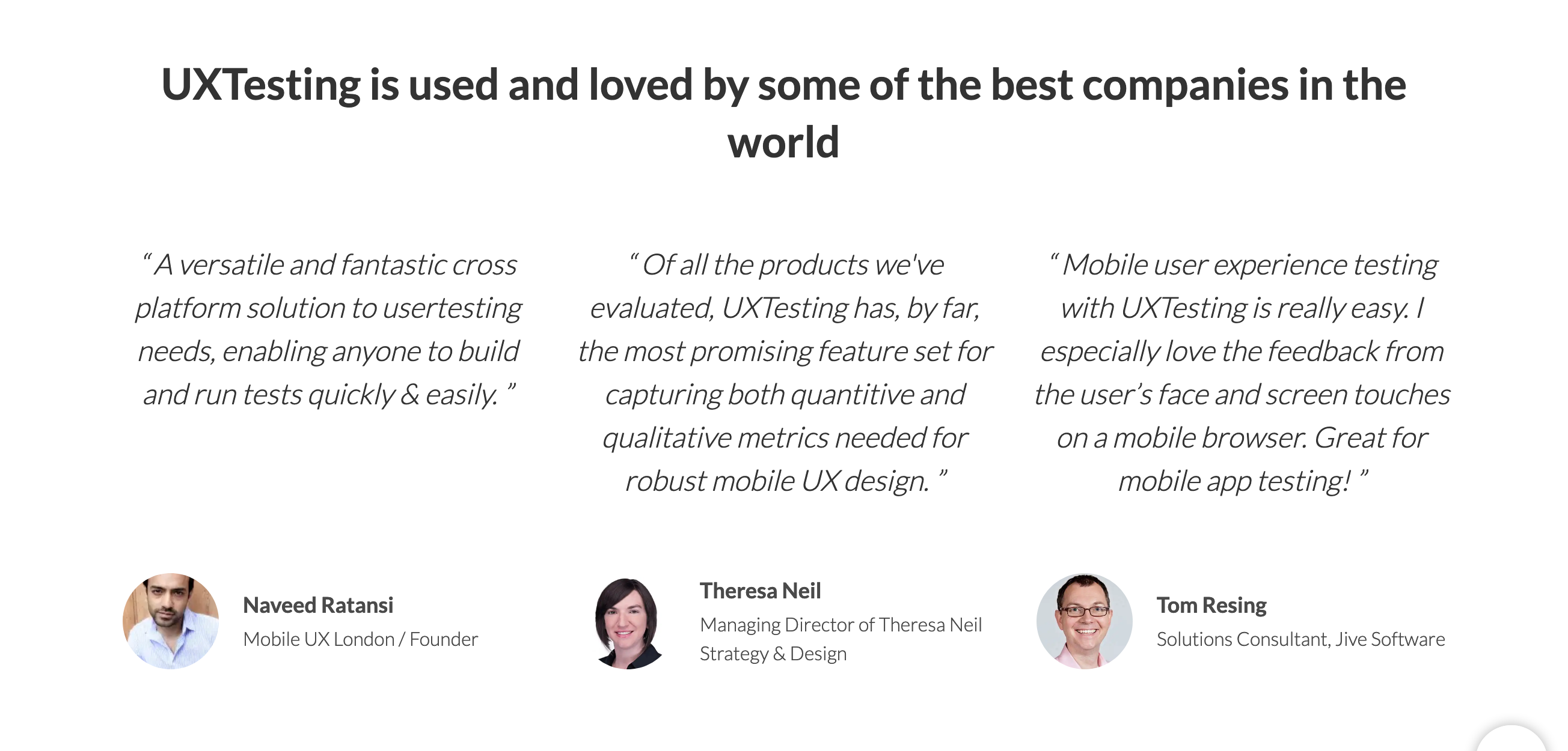 Uxtesting  component screenshot