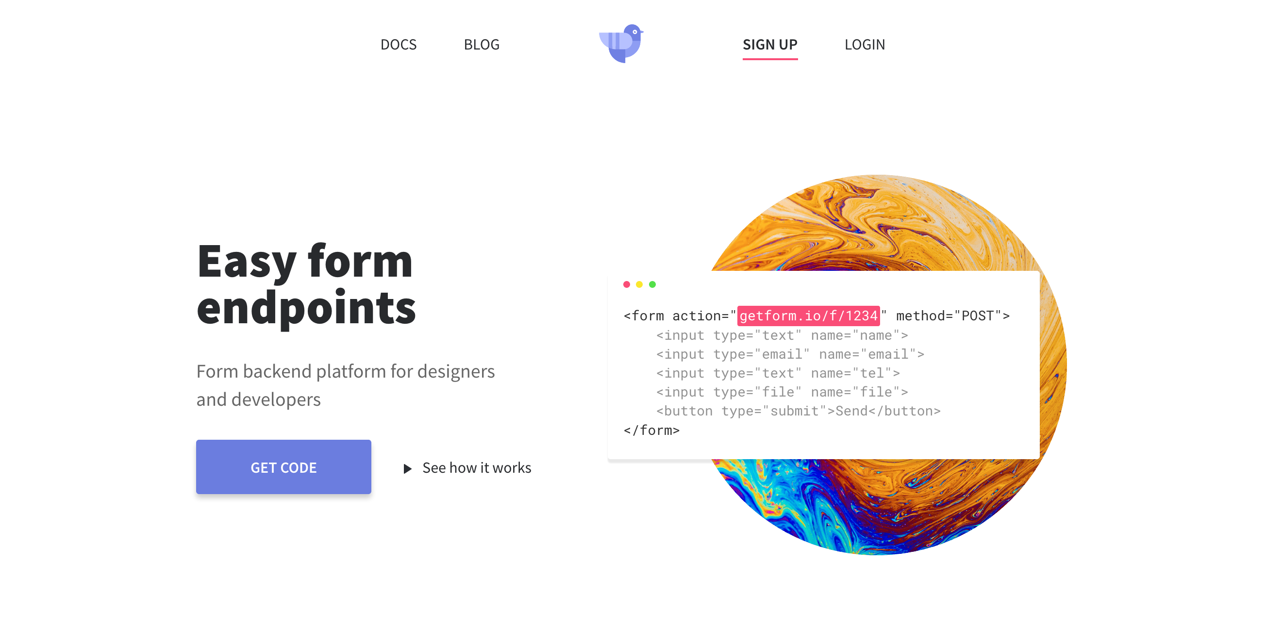 Getform  component screenshot
