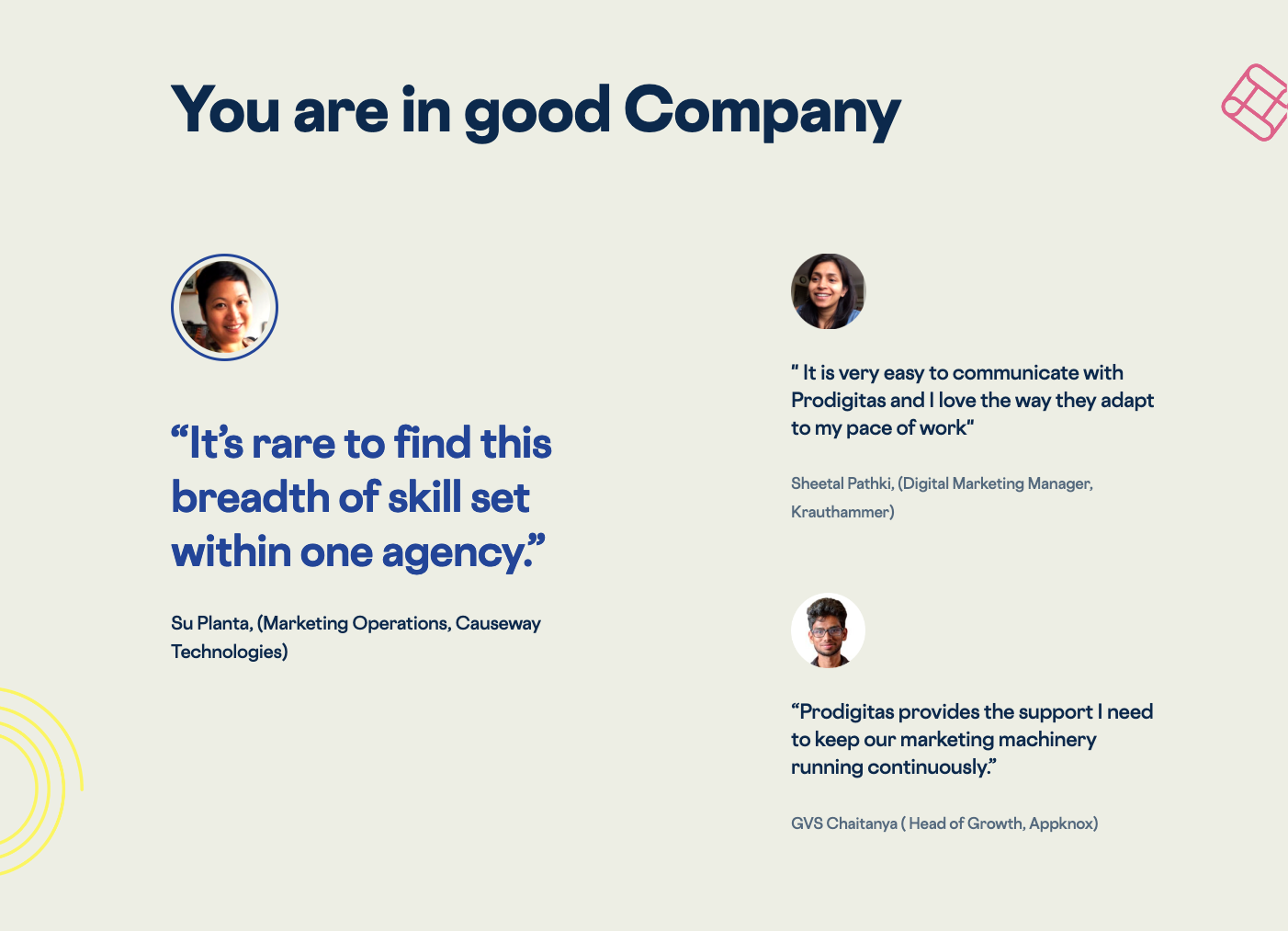 Prodigitas Testimonial component screenshot