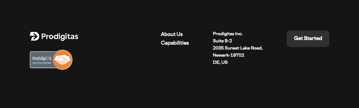 Prodigitas Footer component screenshot
