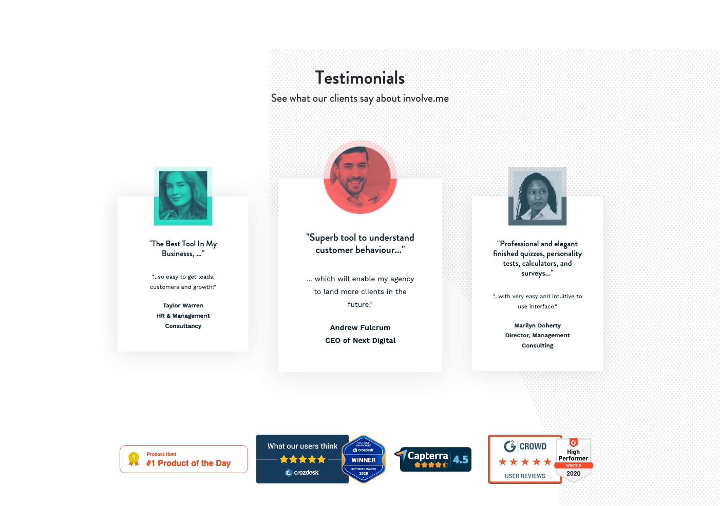 Involve Testimonial component screenshot