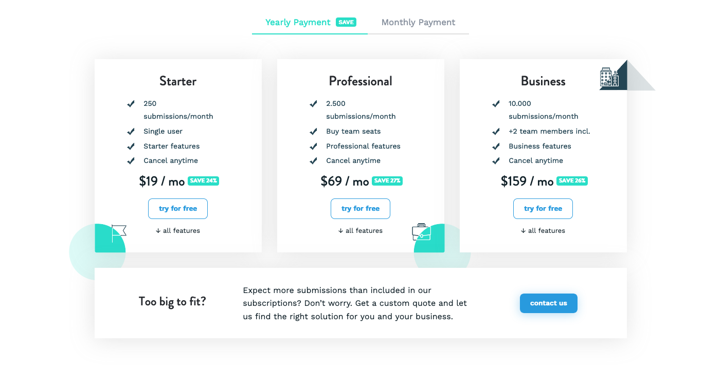 Involve Pricing component screenshot