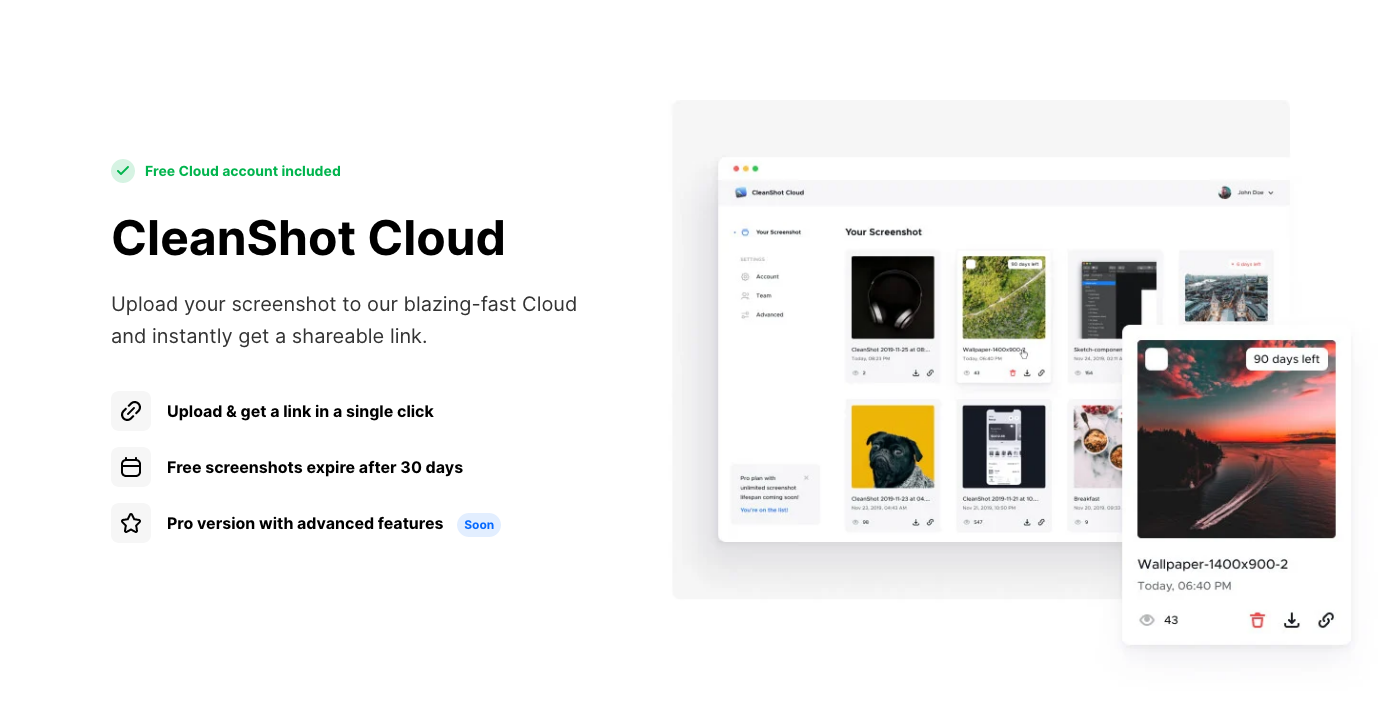 Cleanshot X Feature component screenshot