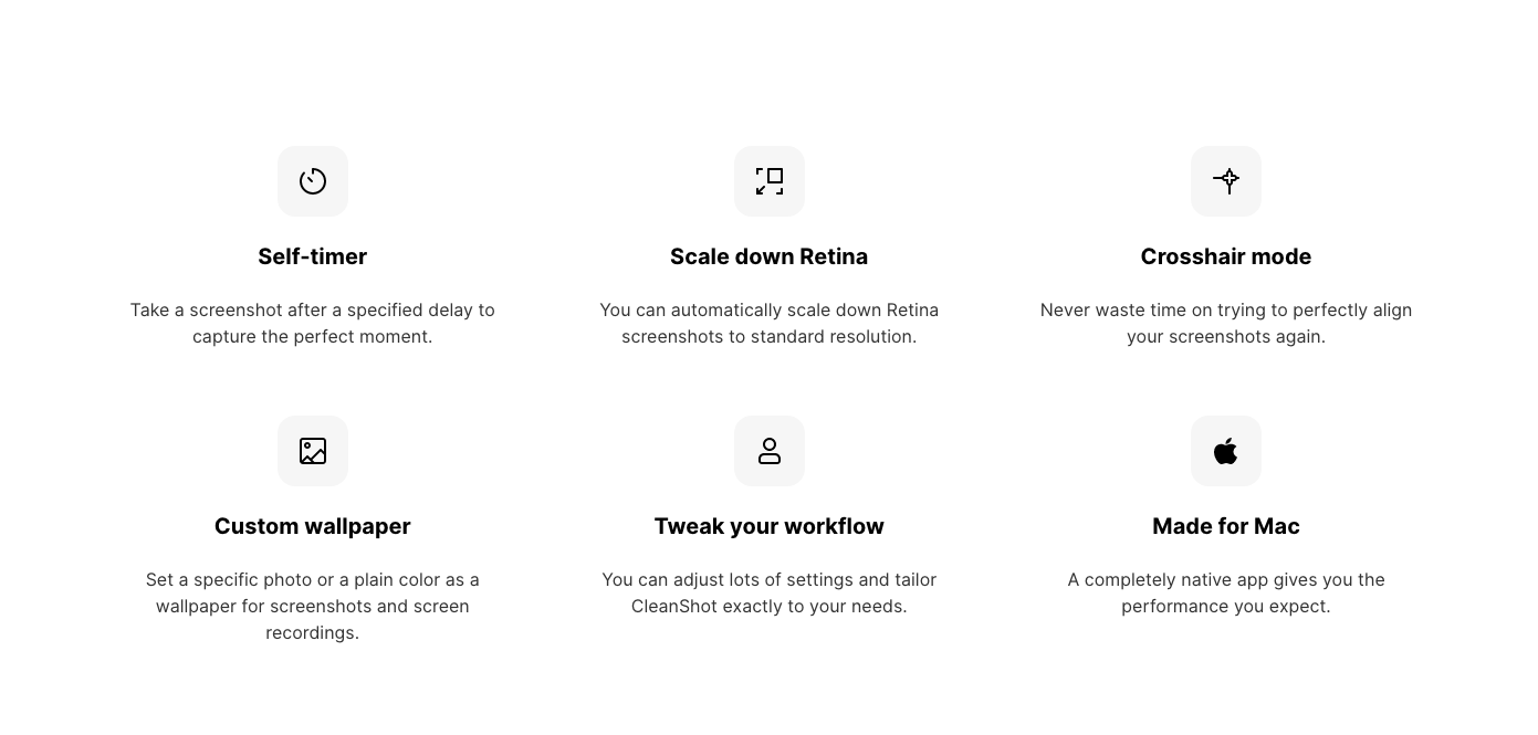 Cleanshot X Feature component screenshot