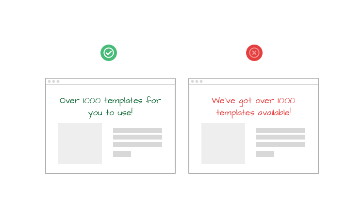 Make sure you’re talking about your customer, not you or your product cover