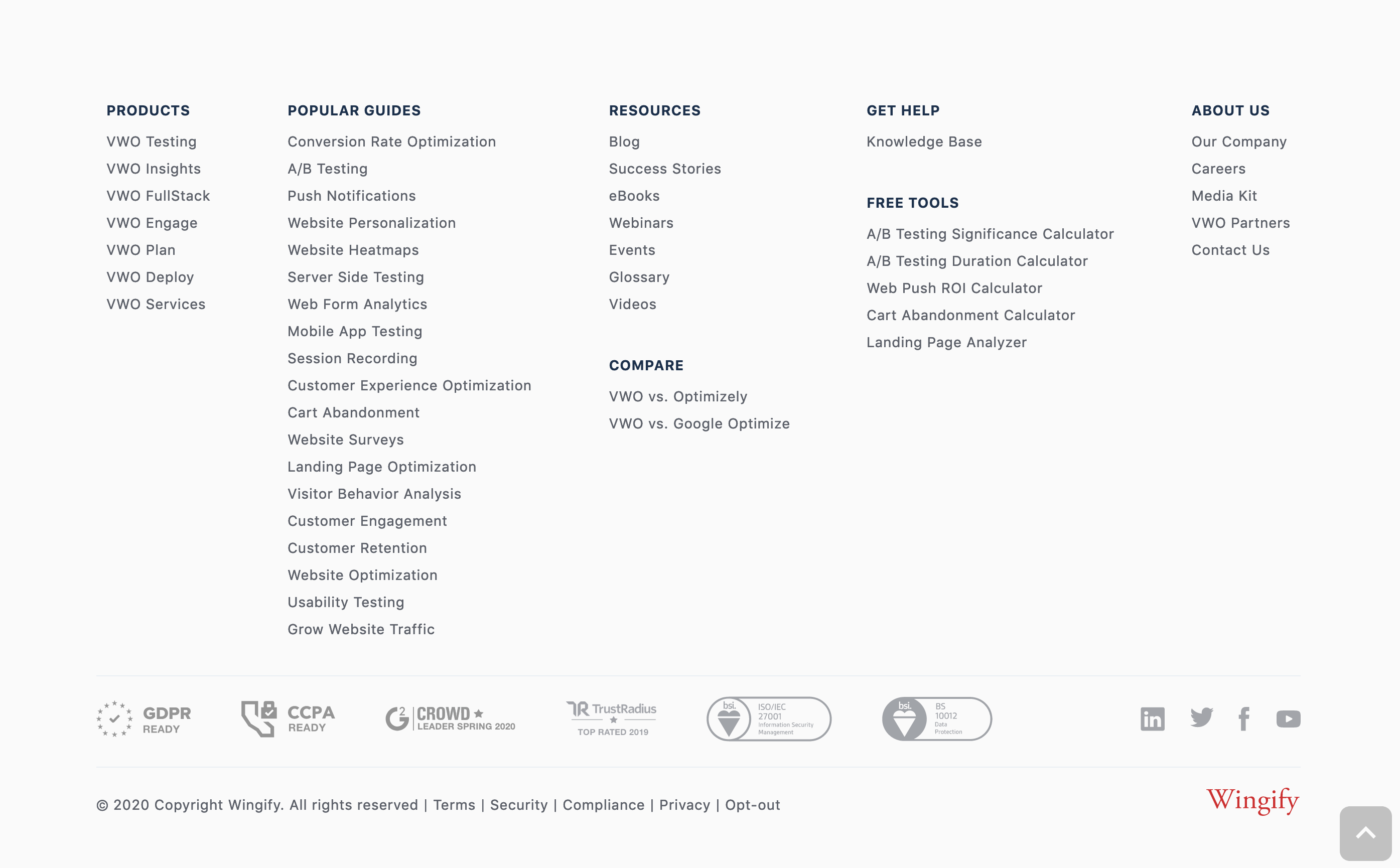 Vwo Footer component screenshot