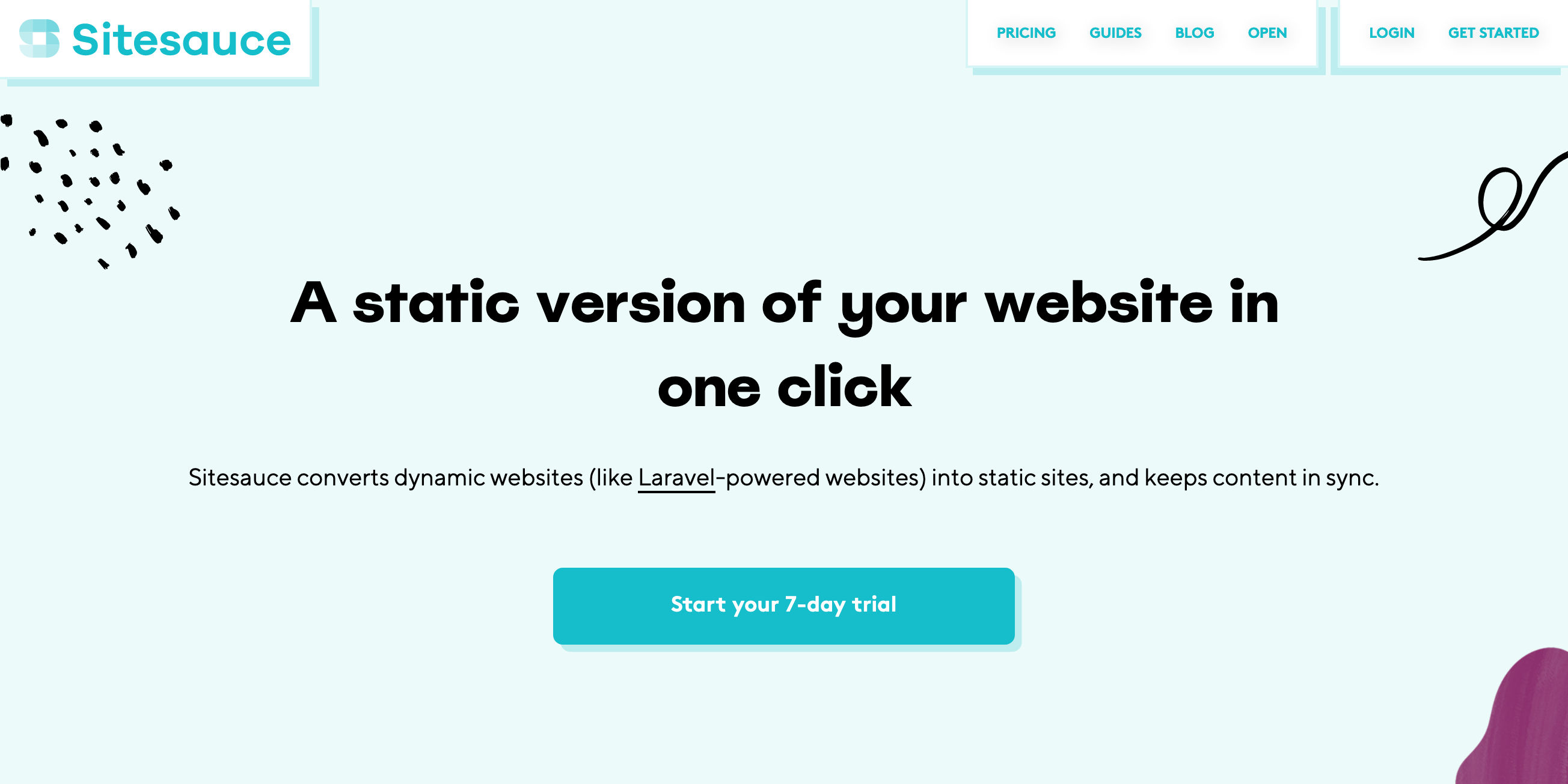 Sitesauce Hero component screenshot