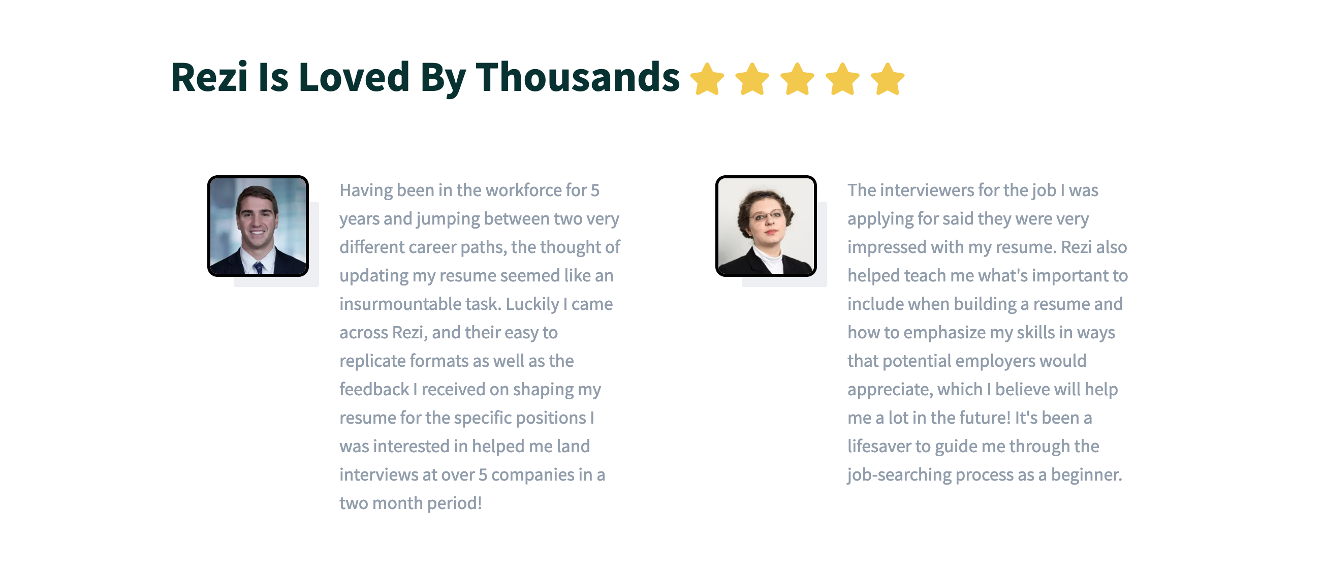Rezi Testimonial component screenshot