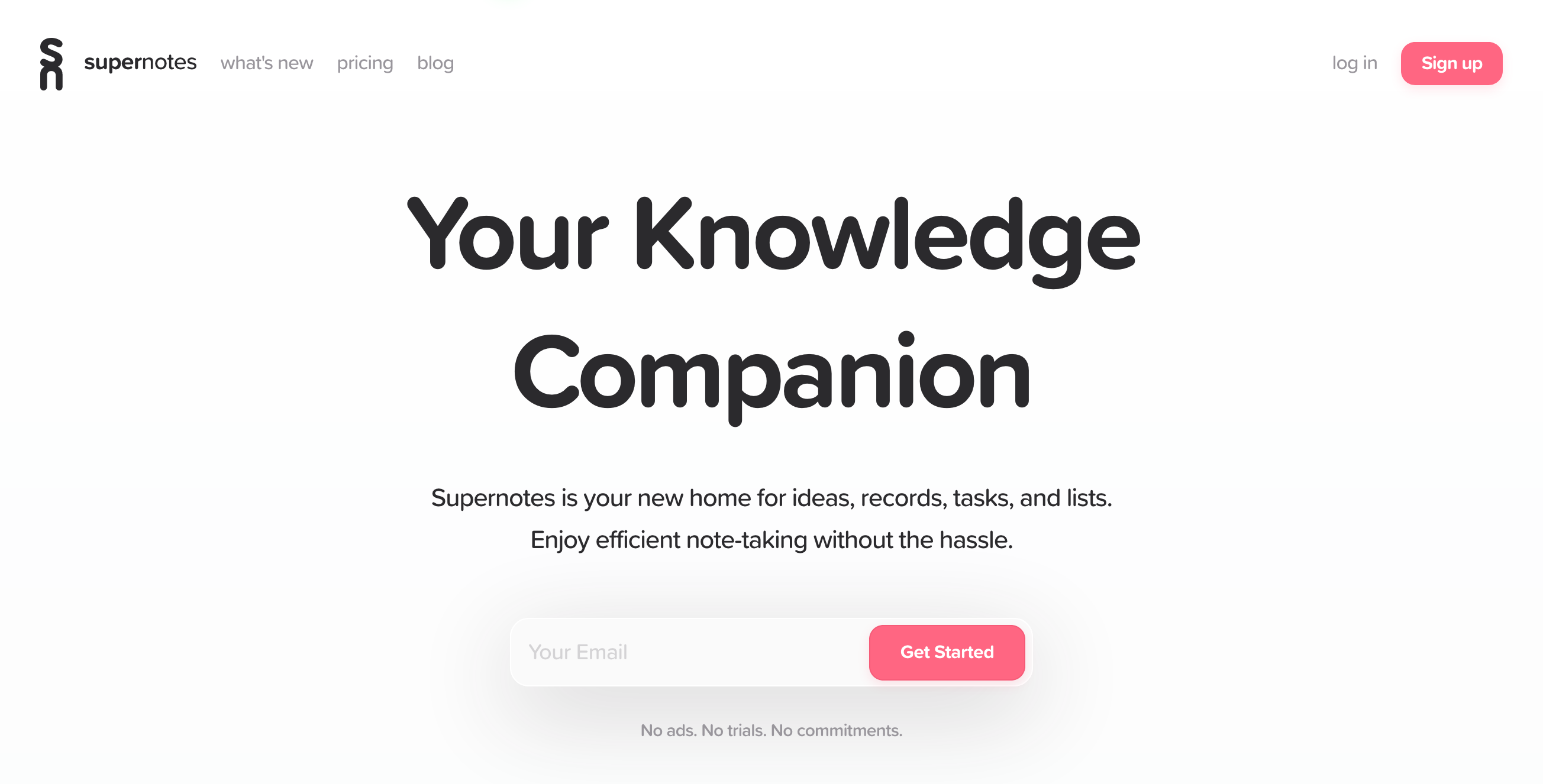 Supernotes Hero component screenshot