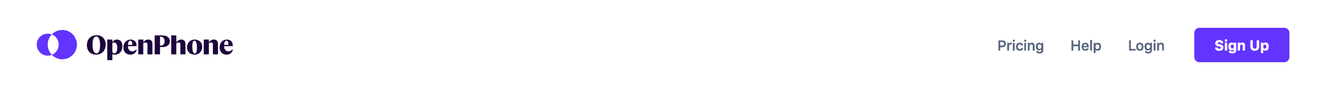 OpenPhone Header component screenshot