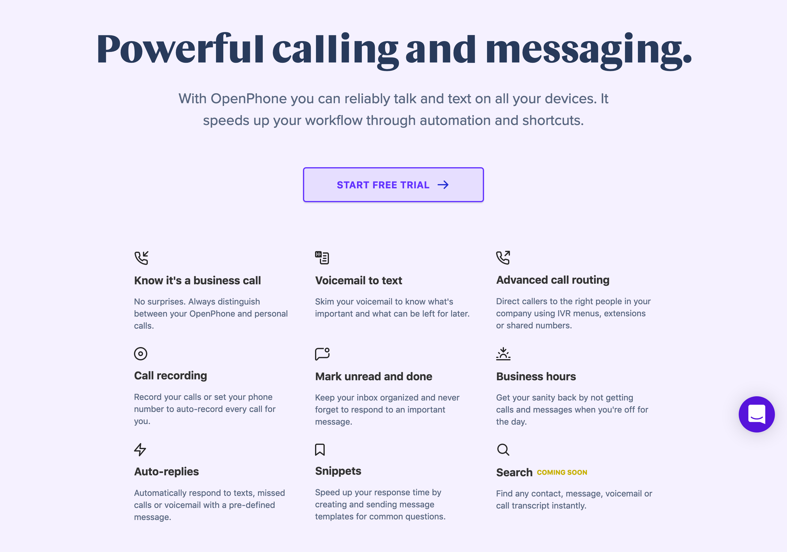OpenPhone Feature component screenshot