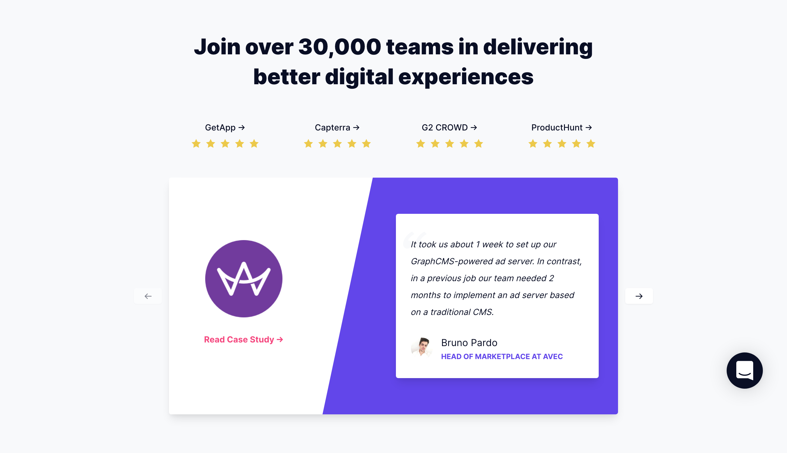 Graphcms Testimonial component screenshot