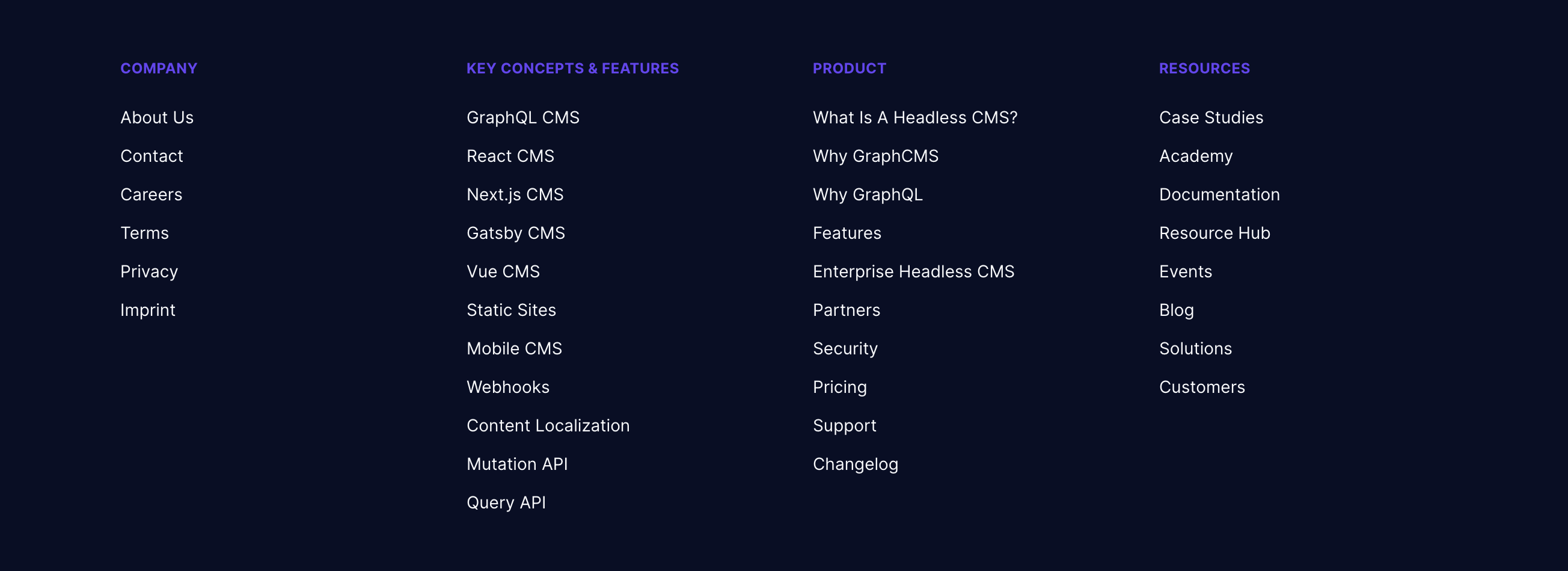Graphcms Footer component screenshot