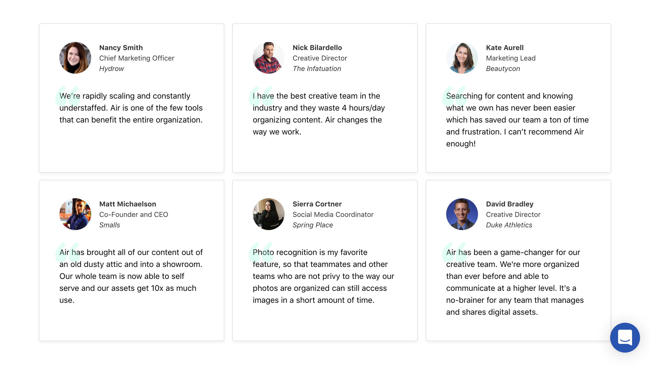 Air Testimonial component screenshot