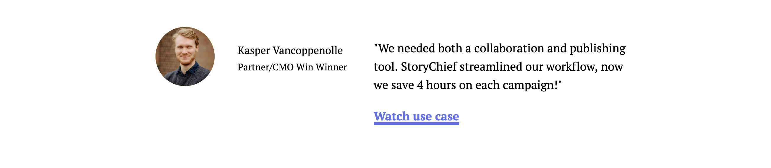 StoryChief Testimonial component screenshot