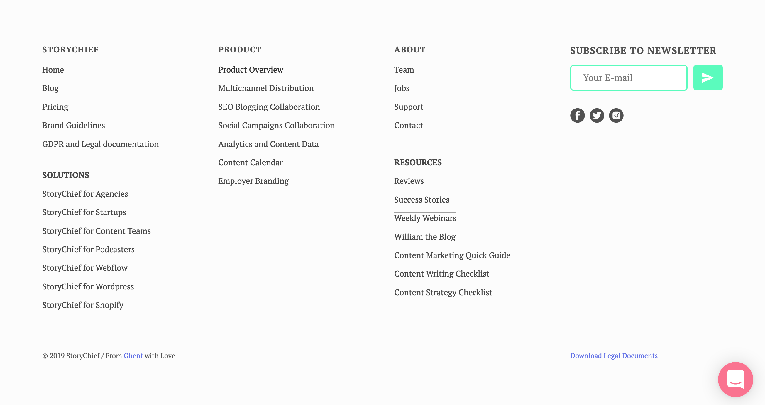 StoryChief Footer component screenshot