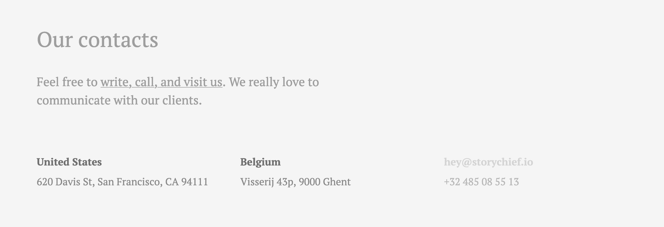 StoryChief Contact component screenshot