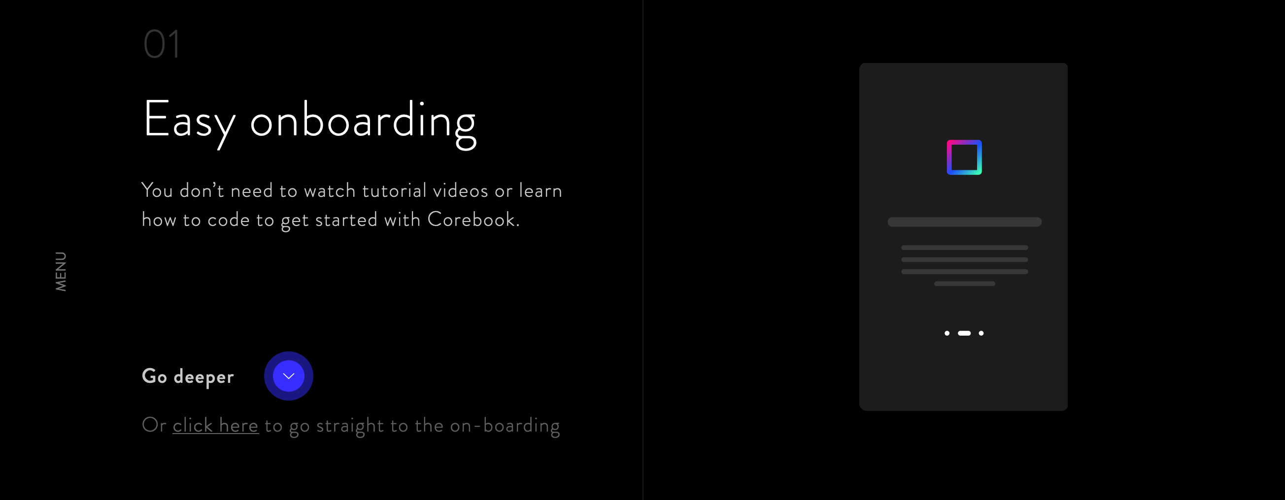 Corebook Feature component screenshot