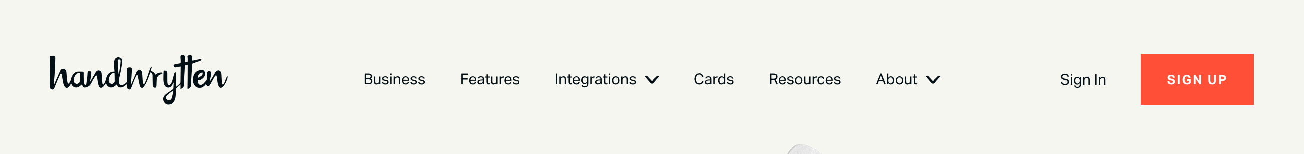 Handwrytten Header component screenshot