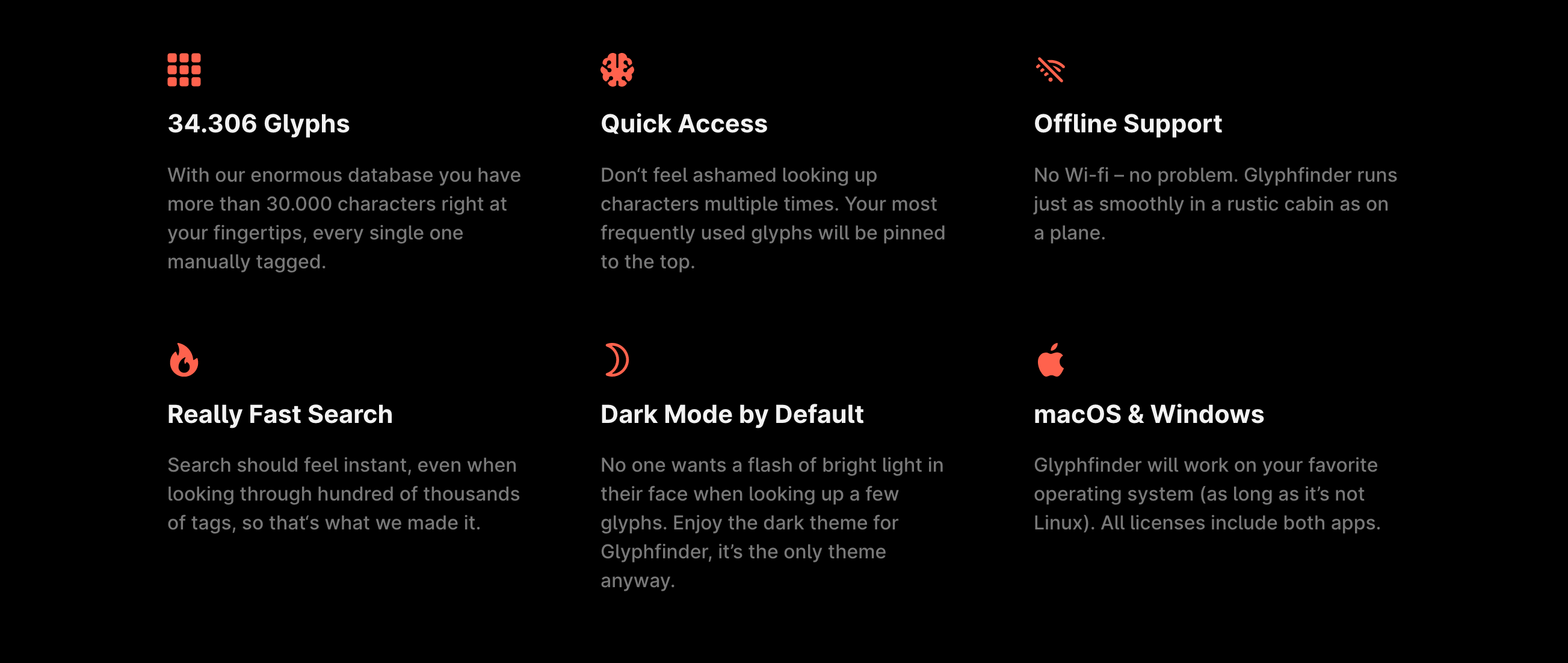 Glyphfinder Feature component screenshot