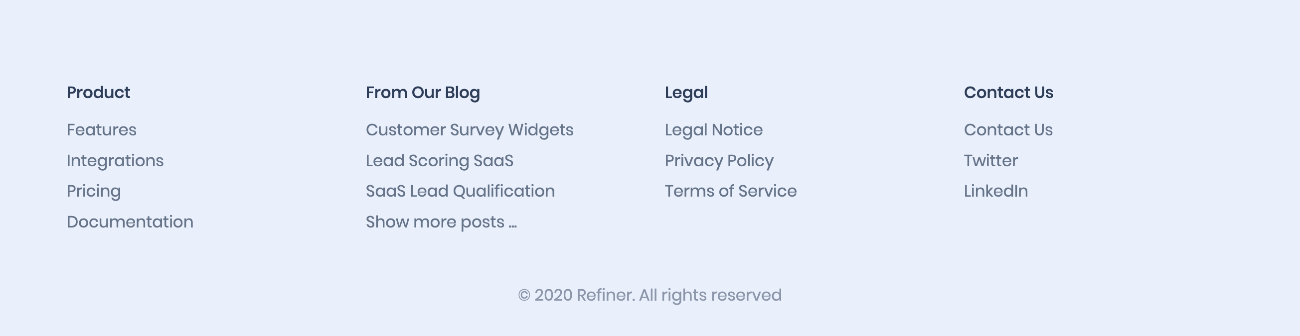 Refiner Footer component screenshot