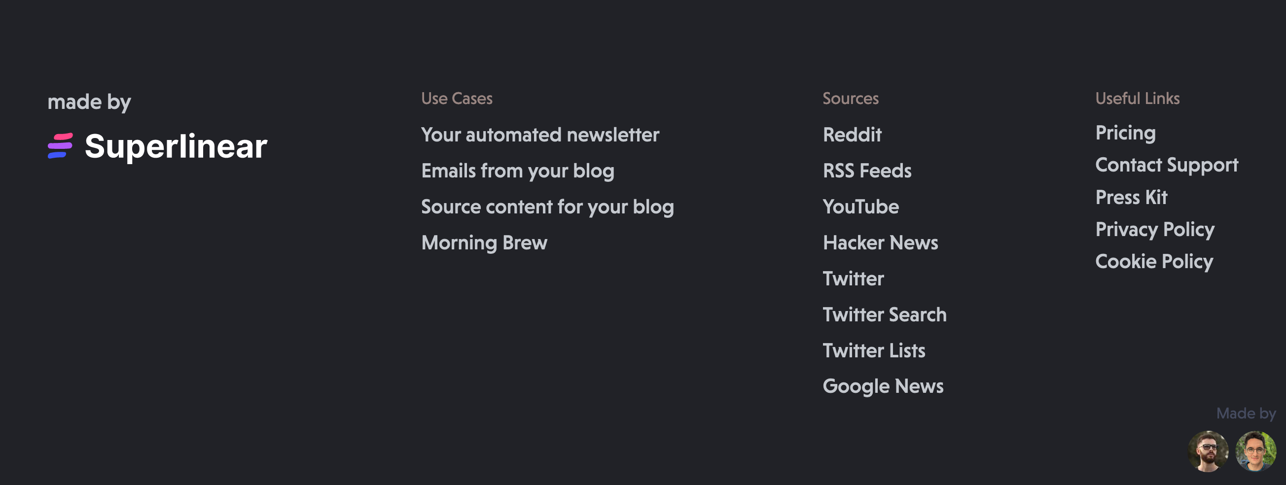 Mailbrew Footer component screenshot