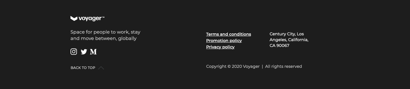Voyagerliving Footer component screenshot
