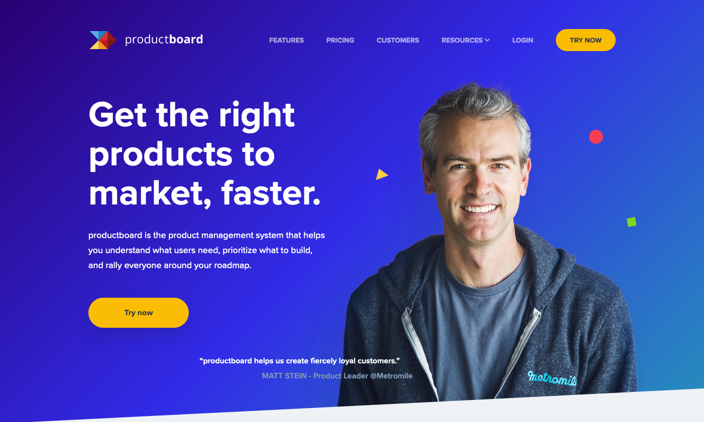 Productboard Hero component screenshot