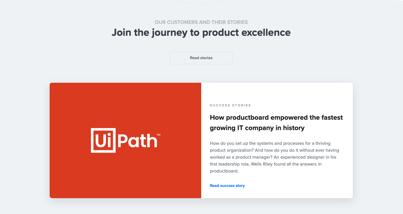 Productboard Testimonial component screenshot