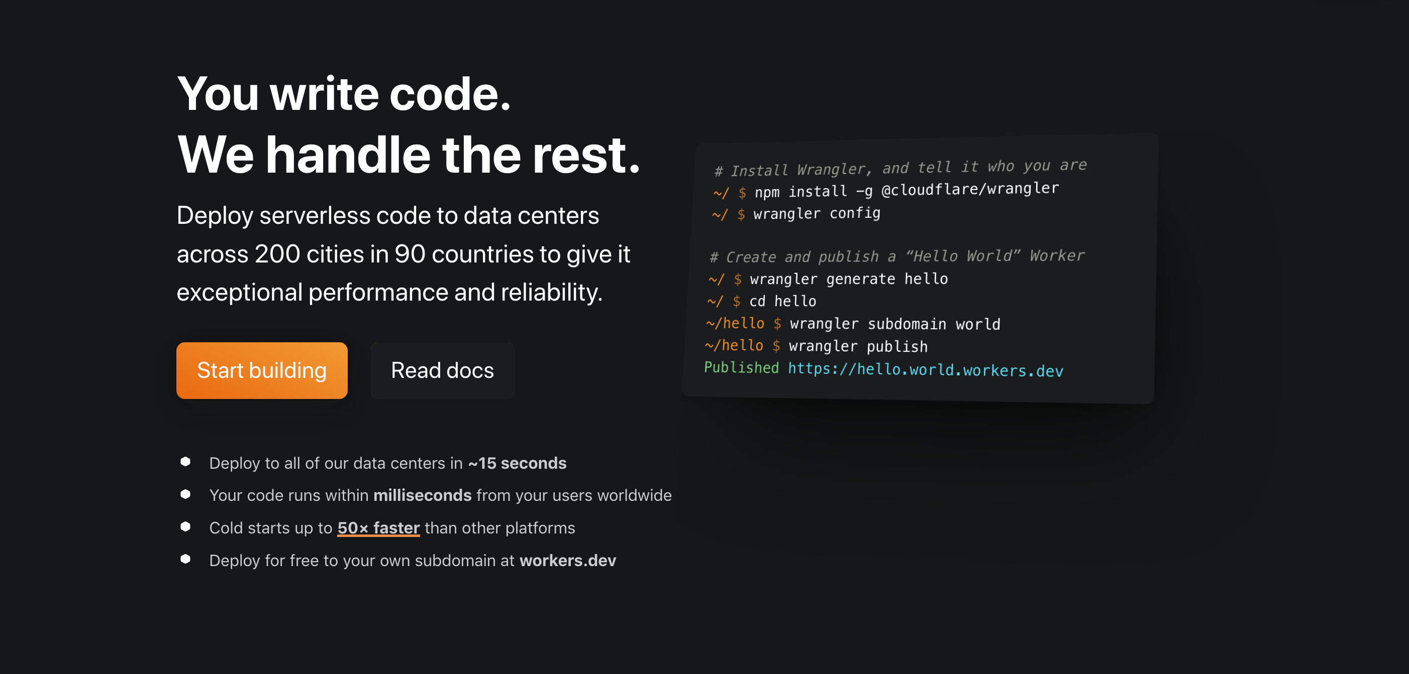 Cloudflare Workers Hero component screenshot