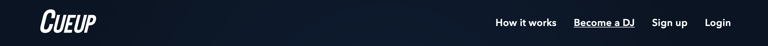 Cueup Header component screenshot