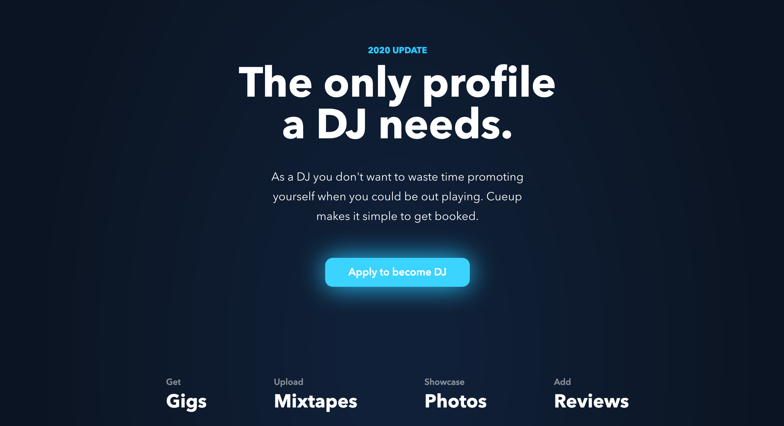 Cueup Hero component screenshot