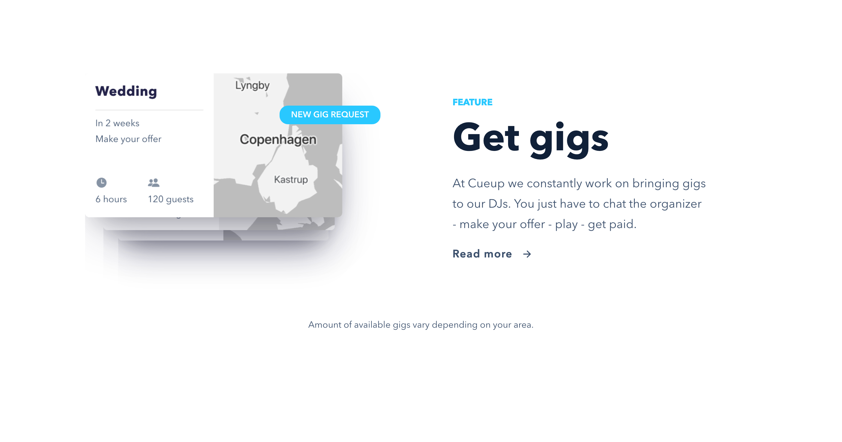Cueup Feature component screenshot