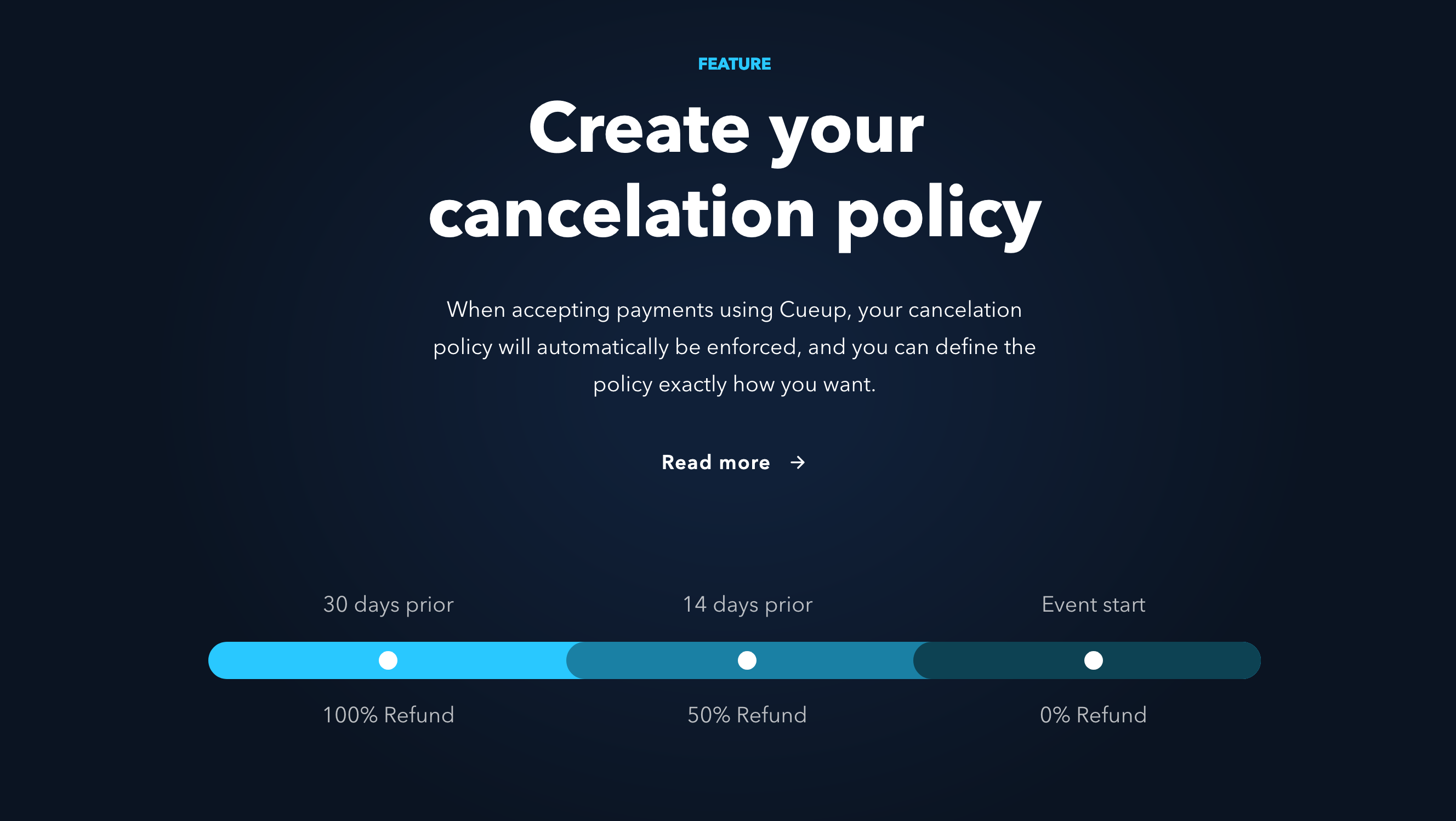Cueup Feature component screenshot