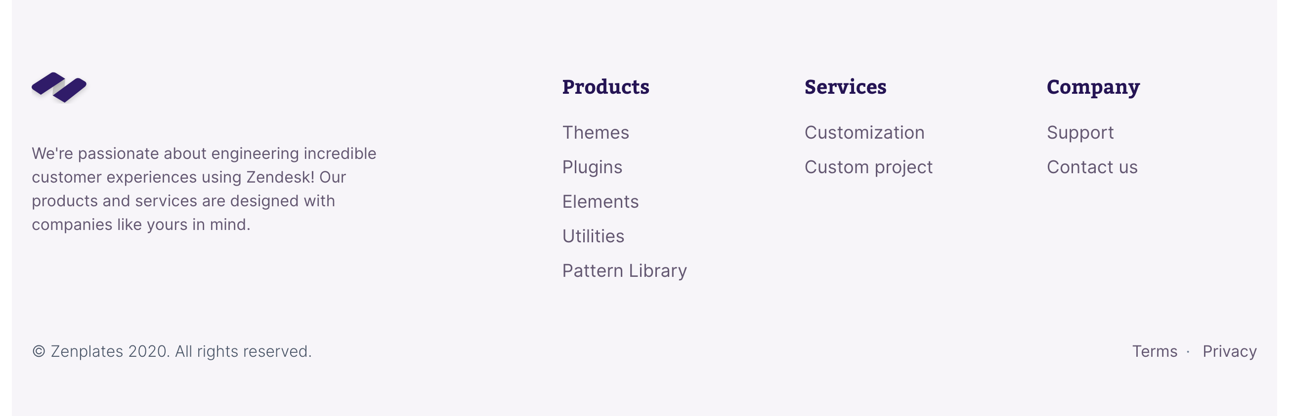 Zenplates Footer component screenshot