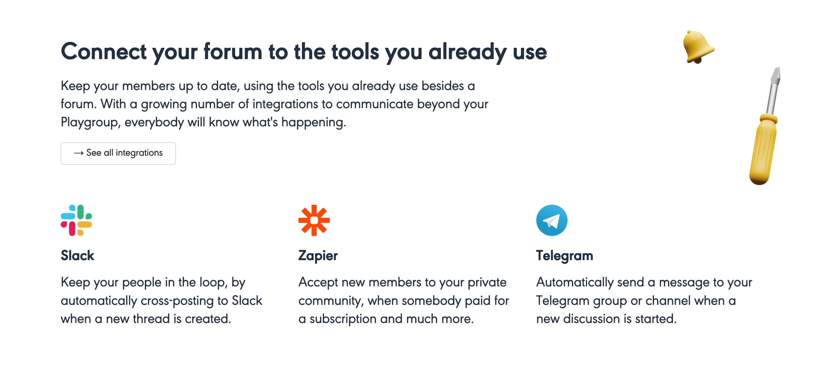 Playgroup Integrations component screenshot
