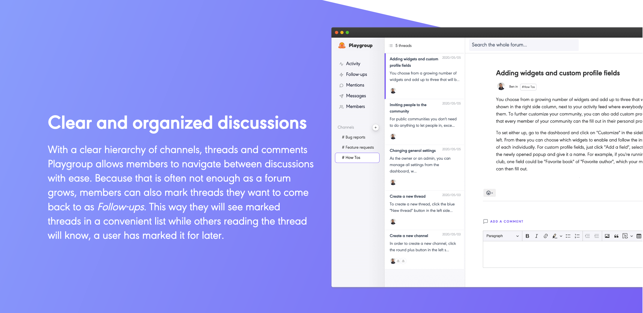 Playgroup Feature component screenshot
