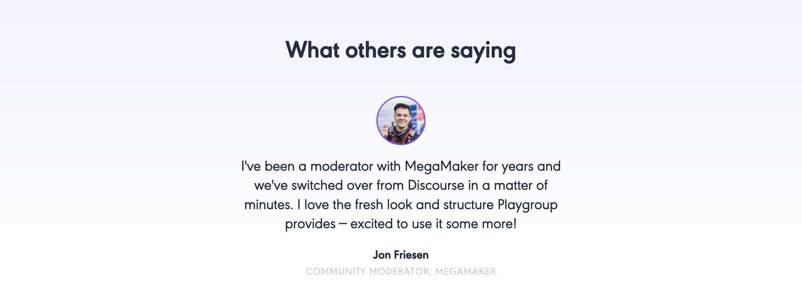 Playgroup Testimonial component screenshot