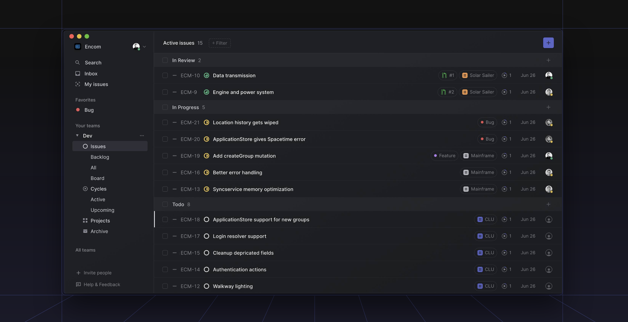 Linear Demo component screenshot